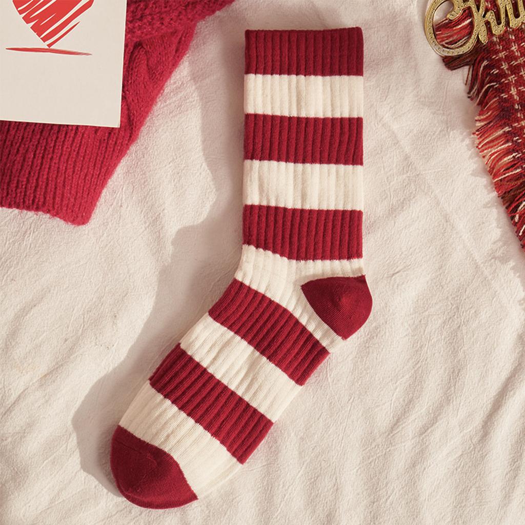 Female Autumn and Winter Thickened All Take This Year Marriage Red Tube Cotton Socks