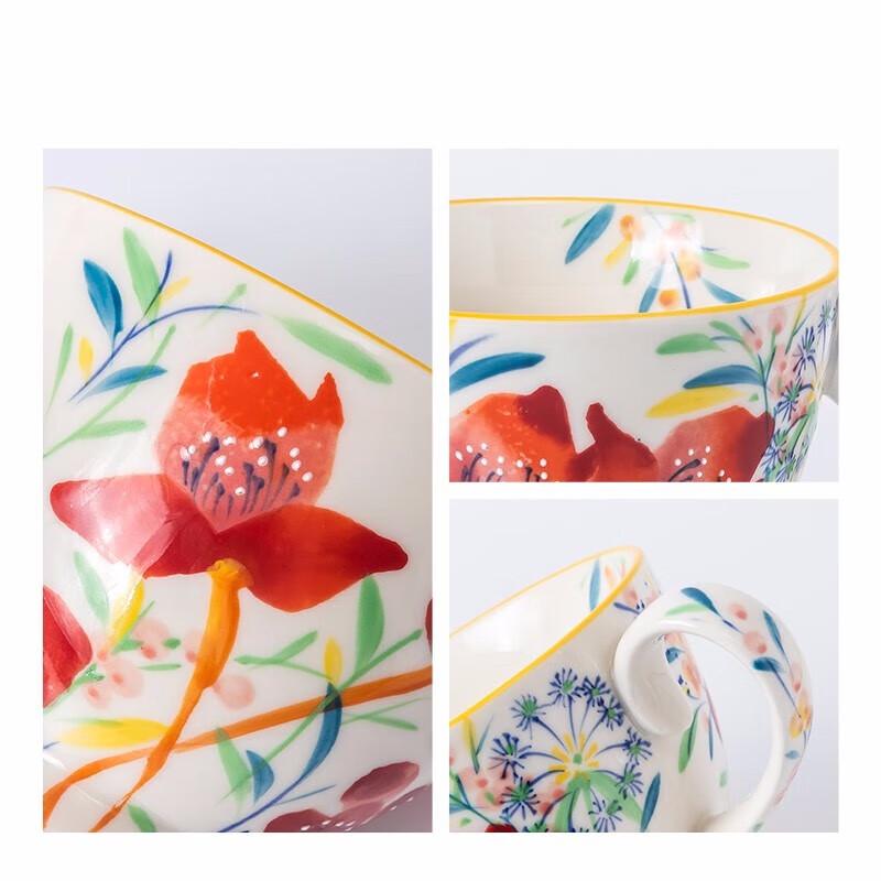 JOYYE Large Capacity Underglaze Ceramic Mug with Spoon