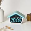 LED Digital Alarm Clock House Shaped Week Date Brightness Adjustment 2 Alarms Silent DST Snooze Table Clock with Ambient Light