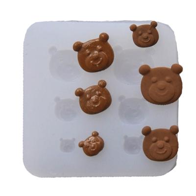 Crystal Drop Glue Aromatherapy Gypsum Abrasive Three-dimensional Little Bear Head Ornaments Pendant Silicone Mold