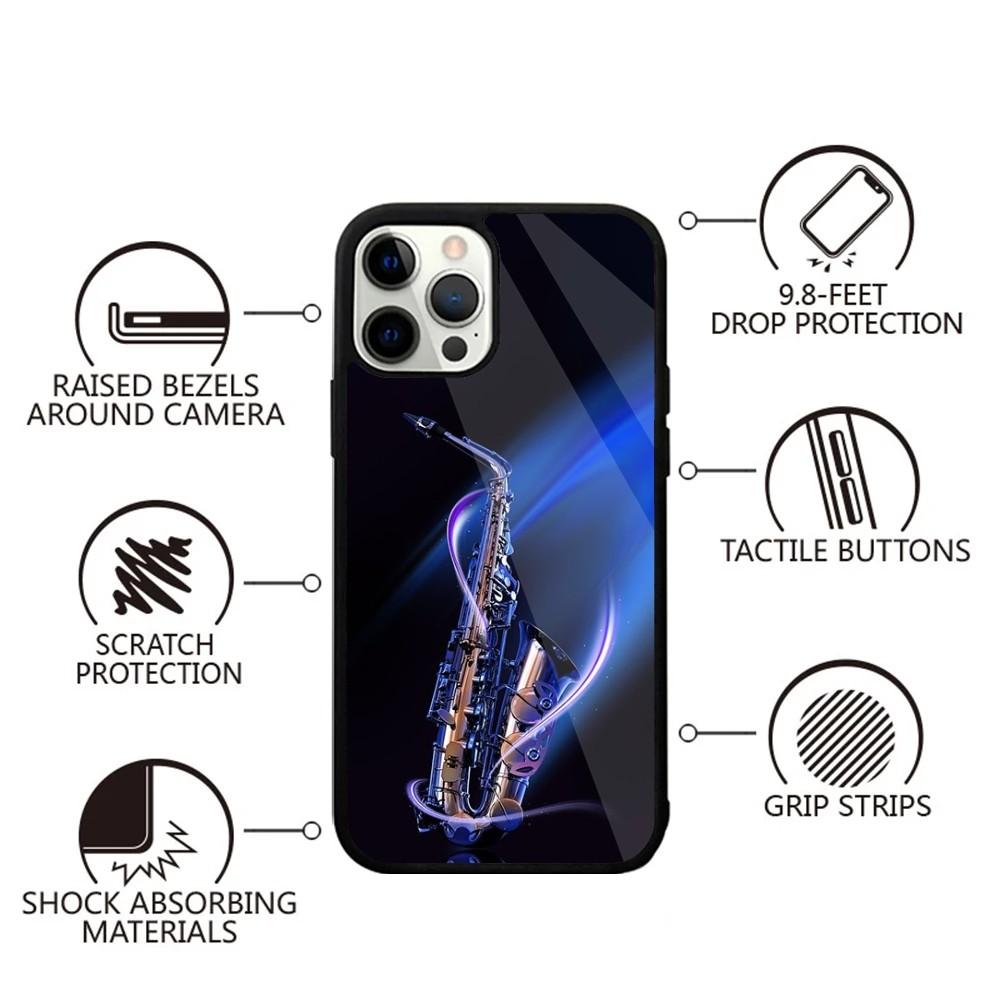 Saxophone Music Phone Case For iPhone 15,14,13,12,11,Plus,Pro,Max Mini Magsafe Magnetic Wireless Charging