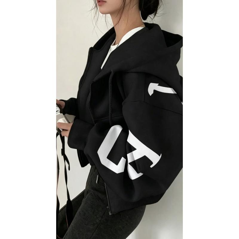 Maglione Trendy da Donna con Zip Casual Moda Stampato Versatile Manica Lunga