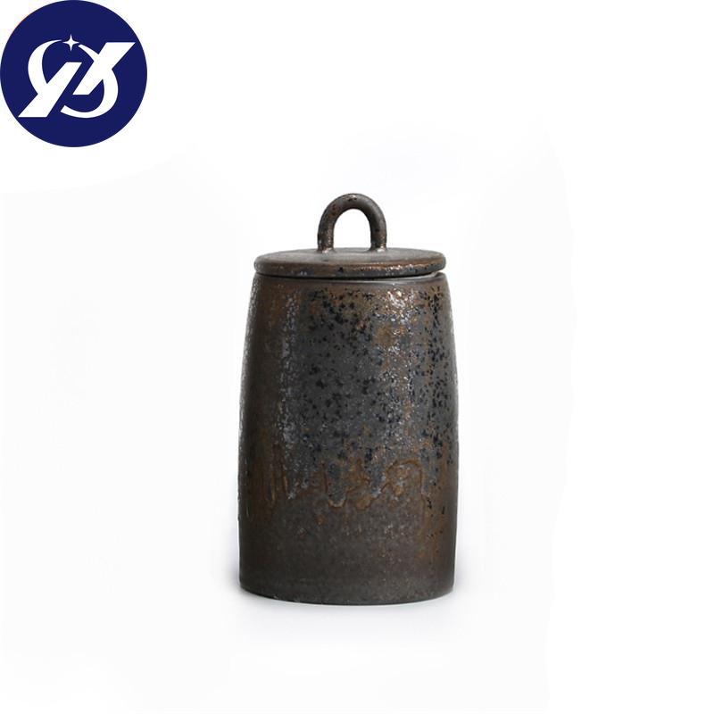 Caddy de té sellado de cerámica japonesa, cerámica gruesa, tarro de especias Vintage grande, contenedor de alimentos