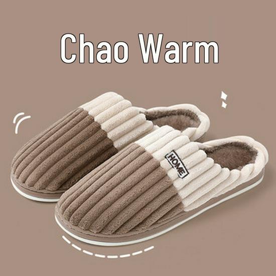 Men's Waterproof Non-slip Indoor Fur Slippers - Warm Down Cotton, Thick-Soled