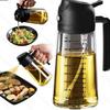 Thickened Glass Oil Bottle: Integrated Spray and Pour, Automatic Atomization, Leak-Proof, Large Capacity for Kitchen Use