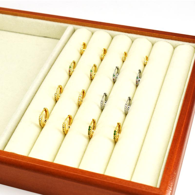 High-End Fashion Gold-Silver Single-Row Diamond Hoop Earrings