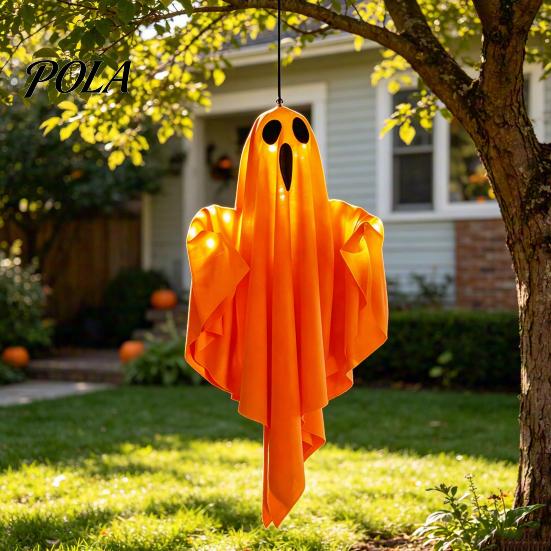 Halloween Tree Ornament Glowing Ghost Hanging Decor, Fabric Light Up for Window Decor Garden Door, Spooky Yard Patio Decoration Party, Trick or Treat