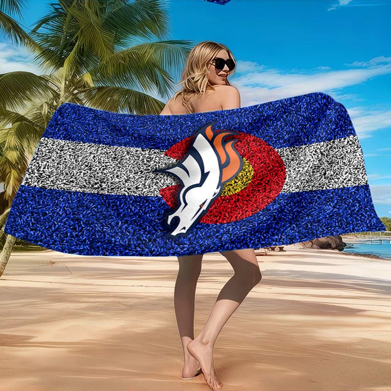 Telo Mare Logo Denver Broncos, Asciugatura Rapida, Facile da Curare, Adatto Sia per il Fitness che per le Vacanze al Mare, Essenziale Sportivo
