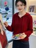 Korean-Style Grey Long Sleeve Hooded Knit Sweater - Autumn/Winter Versatile Loose Slimming Top
