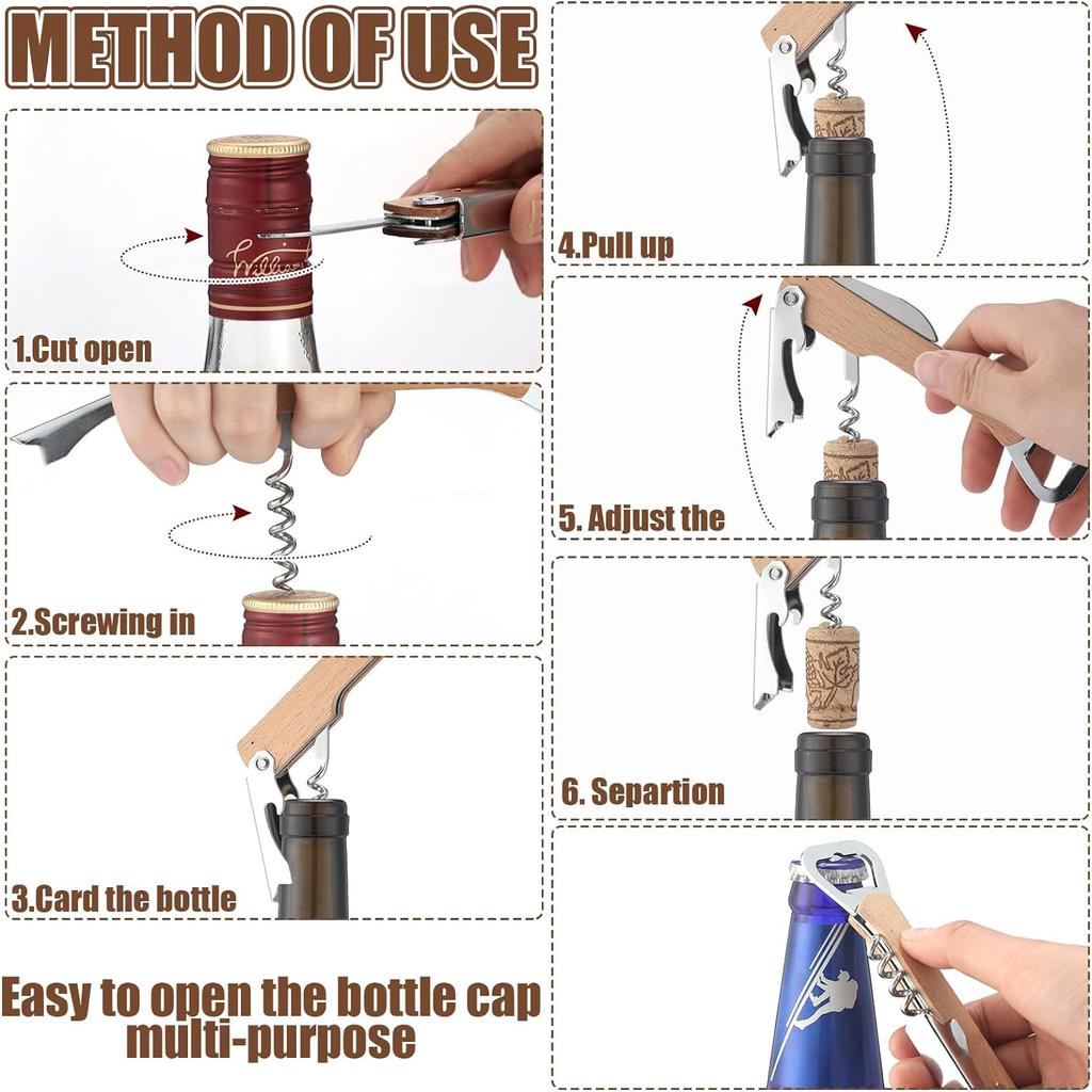 Wooden Wine Bottle Opener Groomsmen Wedding Party Gifts 4 In 1 Wine Corkscrew with Foil Cutter Blank DIY Engraving Wood