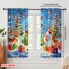 2pcs,2D plane printing Window Curtain Santa Claus and the Reindeer Festival (2) Polyester Fabric (without rod) Decorations For