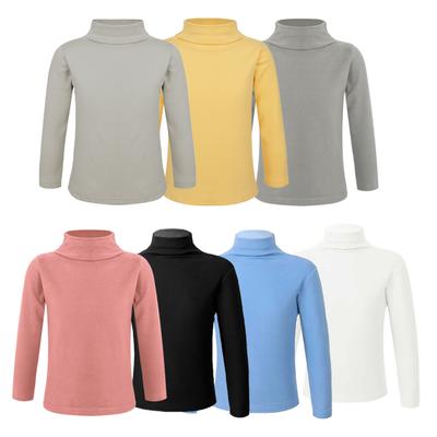 Kleinkinder Baby Jungen Mädchen Basic Einfarbig Rollkragen Dehnbar T-Shirt Tops Baumwolle Langarm Kleidung Winter Baselayer Weste