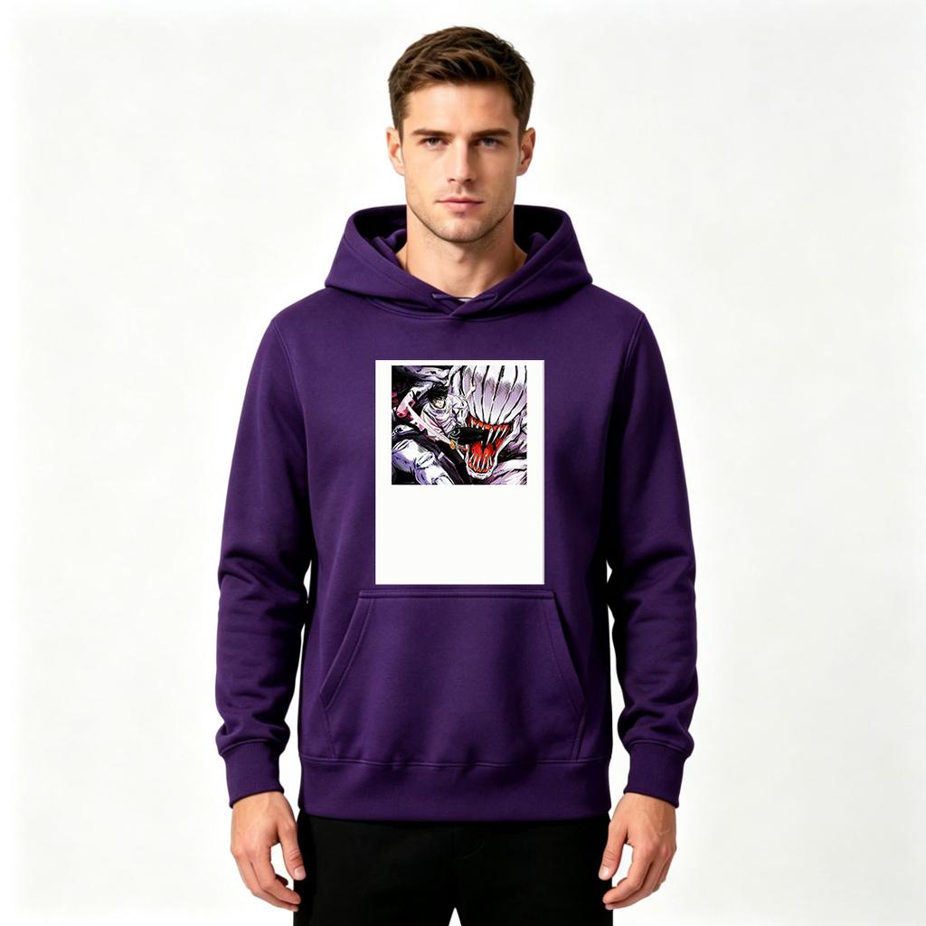 Men's Anime Printed Pullover Hoodie Casual Long Sleeve Comfy Streetwear Sweatshirt