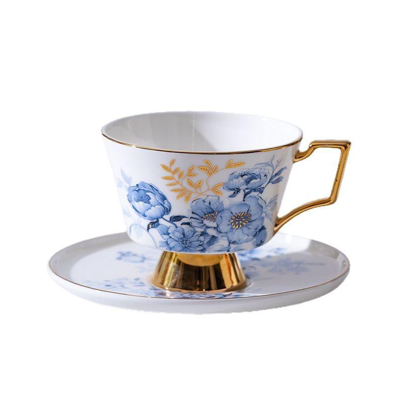 Blue Love Flower Bone China Coffee Cup Saucer High-End Exquisite Ceramic Coffee Cup Women'S English Afternoon Tea Tea Set