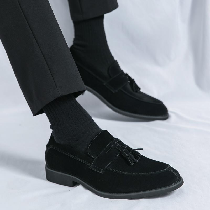 Fashion Fashion Brand Men's Spring Comfortable Pointed Formal Business Leather Shoes High-quality Men Breathable Casual Flow Su Loafers
