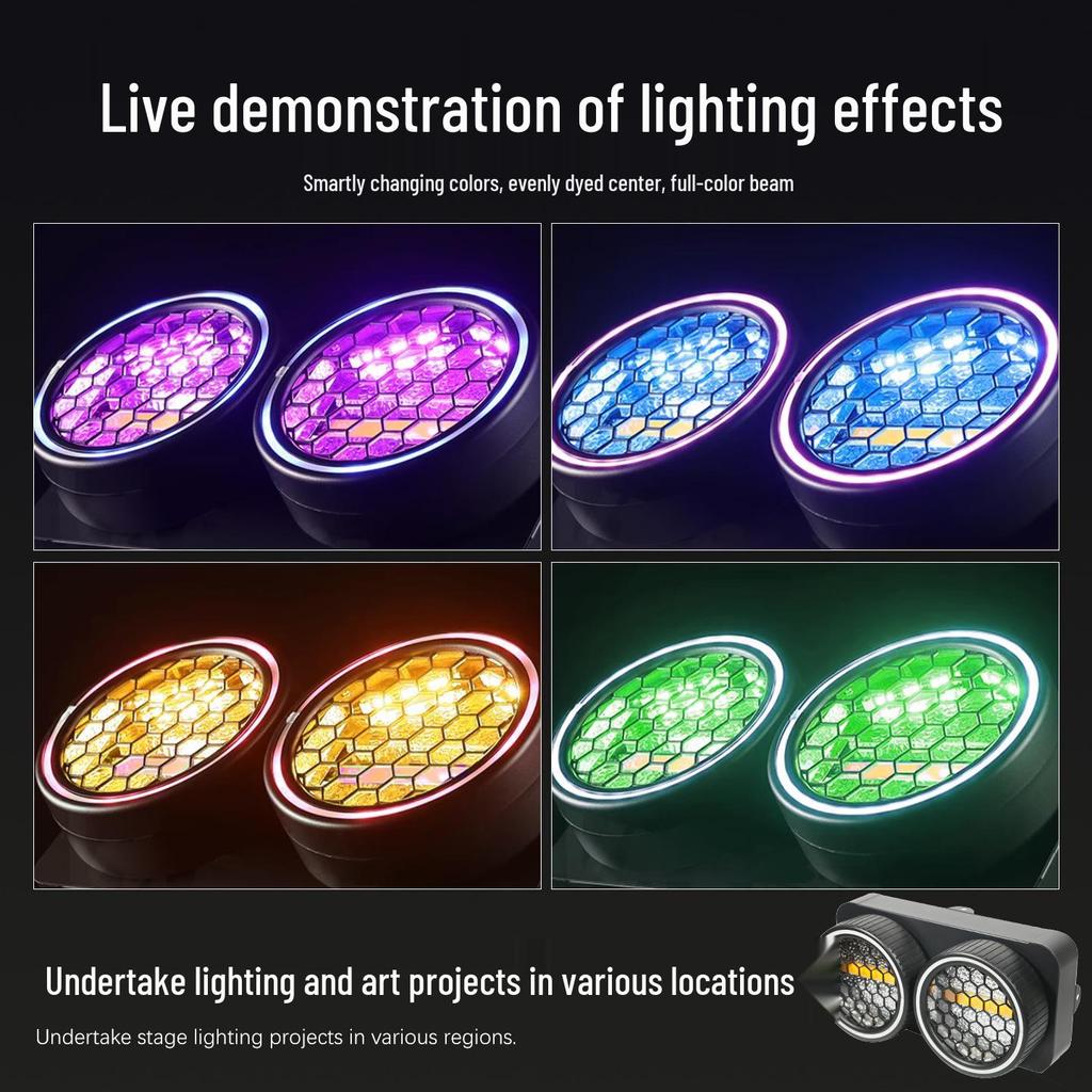LED Dual-Eye Retro Splicing Matrix Stage Light for Live Theater and Colorful Running Horse Effects