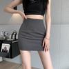Women's Gray High Waist Pencil Skirt - Spring/Summer, Slim Fit and Petite Length