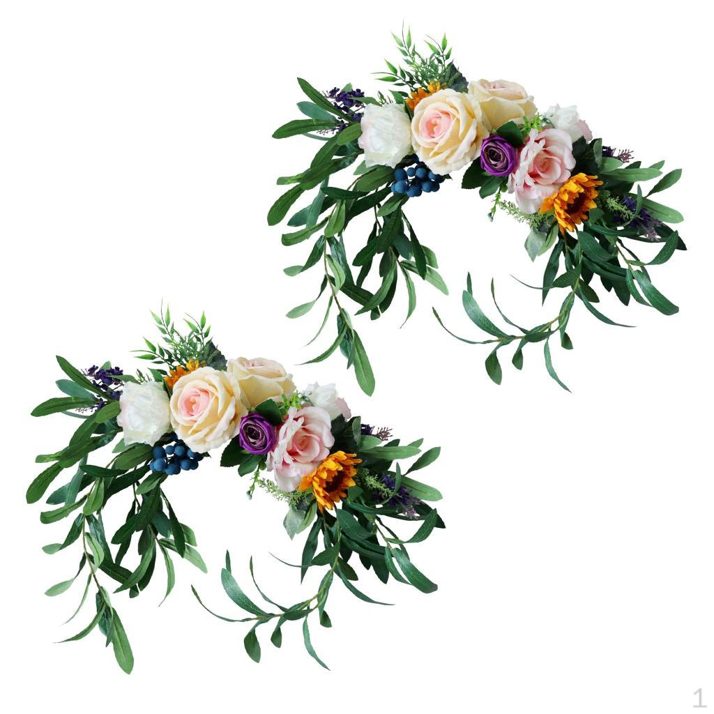 

2 x Artificial Leaves Silk flower panel Door Window Wreath Wedding Decor