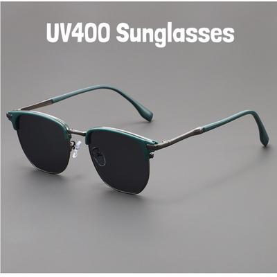 Retro Luxury Metal Half-Frame Sunglasses Men Fashion Square Frame Driving Sun Glasses Outdoor UV400 Sun Glasse Eye Protection