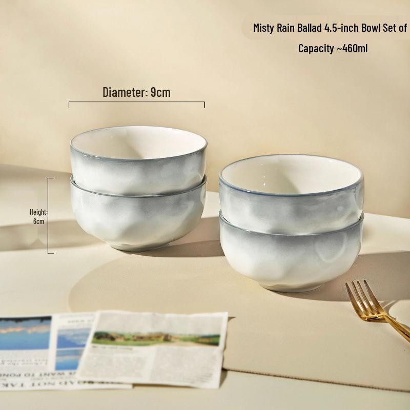 קערת מרק ונודלס קרמית עבה יוקרתית בצבע תת-זיגוג