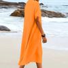 Ladies' Fashionable Vacation Solid Color Casual Round Neck Short Sleeved Loose Dress