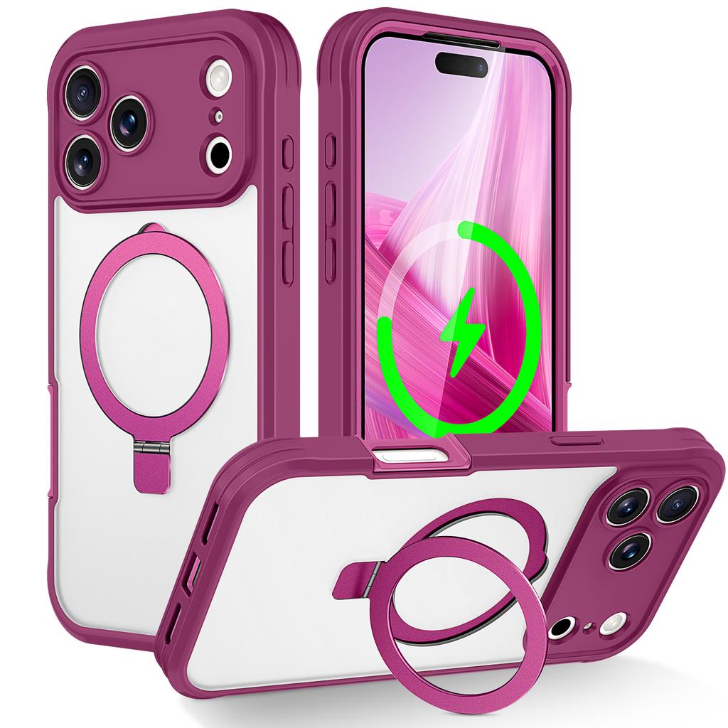 Etui na iPhone 17 Pro Max typu Skin Touch, jednokolorowe, z TPU+PC, pokrowiec na telefon z magnetyczną podpórką