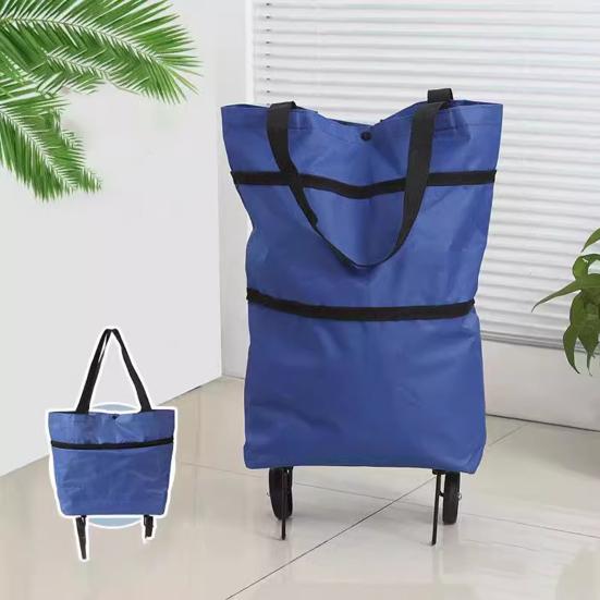 Foldable Shopping Bag with Wheels Large Capacity Waterproof Foldable Design Multipurpose Grocery Shopping Cart