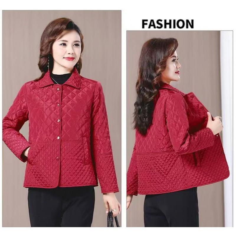 2025 Women's Elegant Quilted Diamond Jacket - Autumn/Winter Lightweight Casual Style