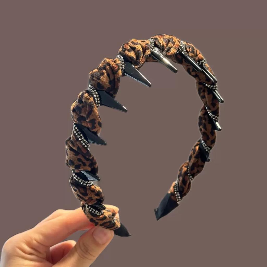 Women French Sparkling Pearl Wavy Headband, High Skull Top Toothed Hair Band, Non-slip External Wear Pressure-Reducing Hair Accessory