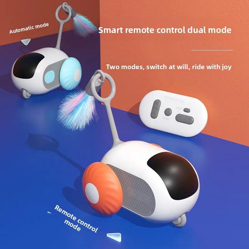 Smart Cat Car 2 Modes Automatic Moving Remote Controlled Car For Cats Dogs Interactive Playing Kitten Training Pet Supplies