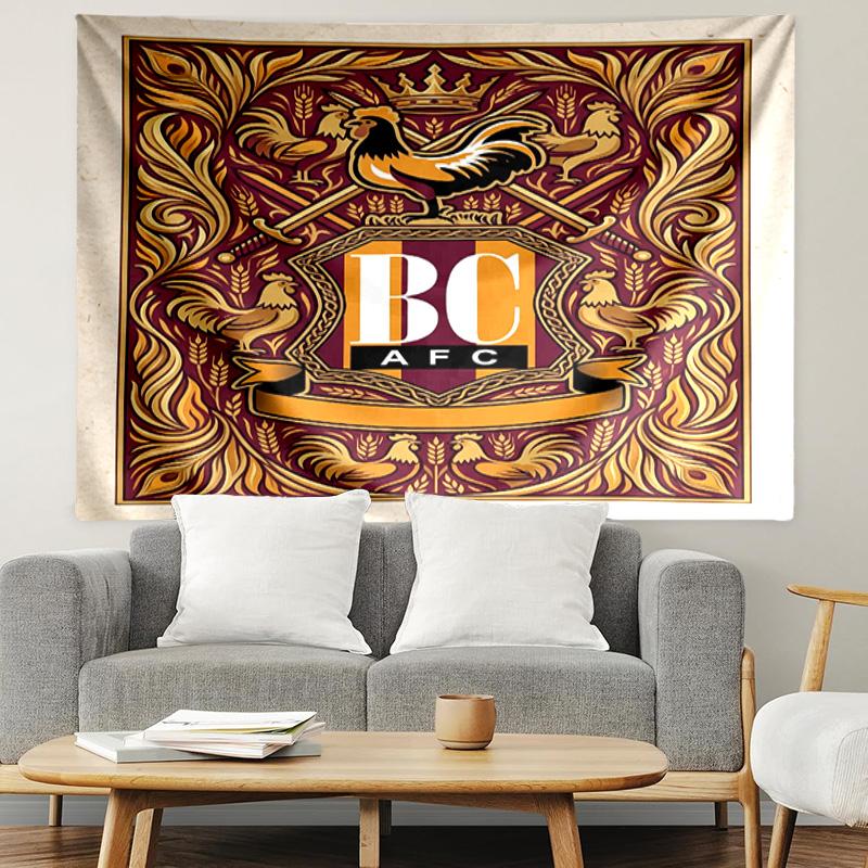 Bradford City AFC Print Tapestry, Lightweight Wall Hanging, for Bedroom, Dorm, Living Room, Home Art Decor, Birthday Christmas Gift for Friends