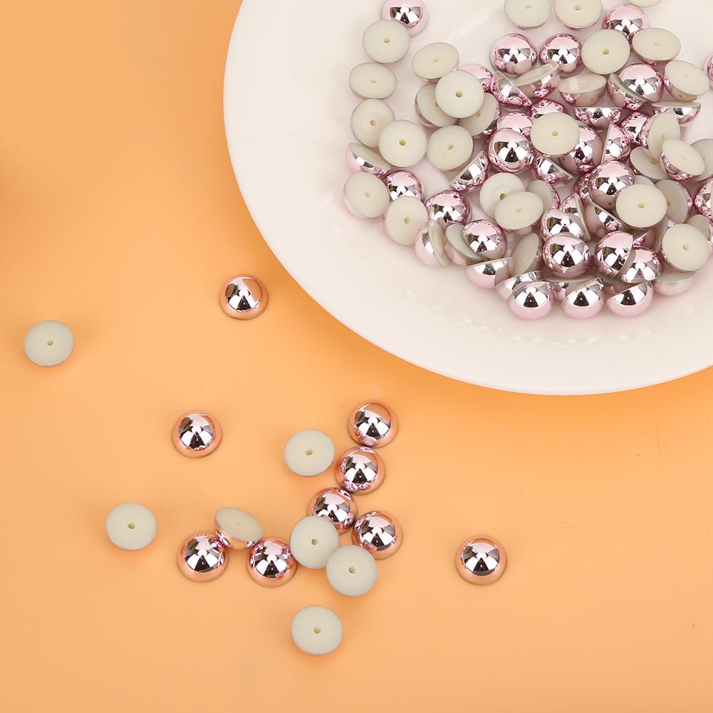 100pcs Semi Circular Pearl Beads Rivets Kit for Clothes Bags DIY Decoration Accessories(Purple )