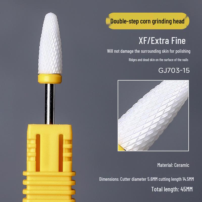 Ceramic Nail Art Grinding Head for Nail and Dead Skin Removal - Non-Heating Replacement Drill Bit.