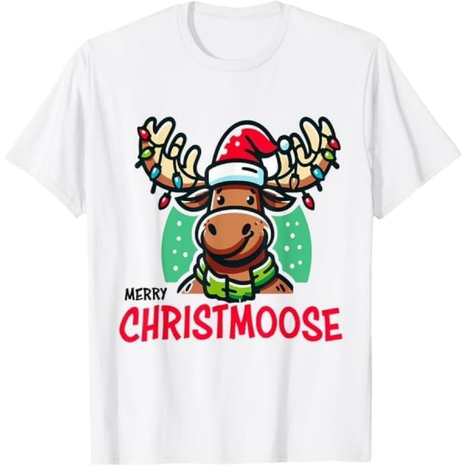Merry Christmoose Christmas Moose Tree Lights Pajamas T-Shirt TRU Mens Womens Tank Top Sweatshirt Hoodie Longsleeve White XXXXXL белый