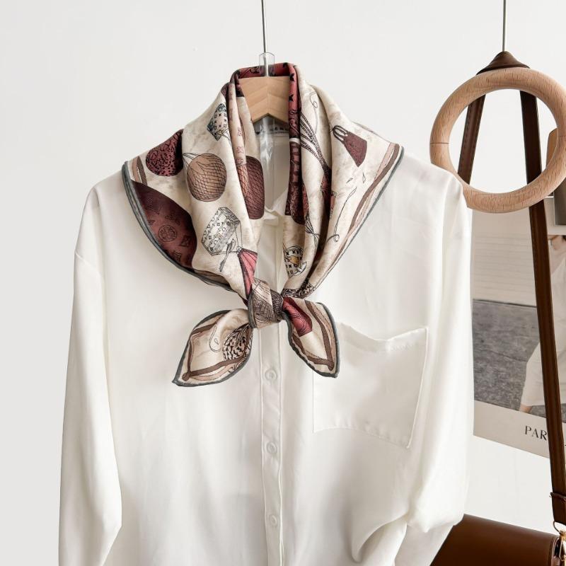 Double-sided heterochrome colored balloon silk wool silk scarf women's spring and autumn new high-end versatile silk wool warm scarf