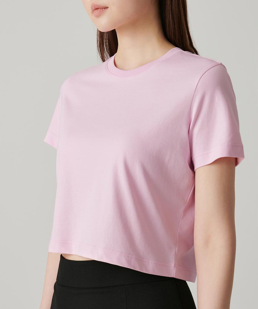 MUSINSA STANDARD WOMAN [Cooltandard] Women'S Crew Neck Crop T-Shirt [Pink]