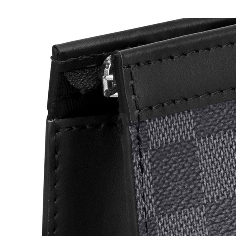 Louis Vuitton Pochette Voyage MM Black Damier Graphite Canvas Men Pouches N41696