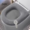 Bathroom Toilet Seat Cover Universal with Handle Soft Warm Solid Thickened Color Comfortable U-shaped Cushion Accessories Elastic