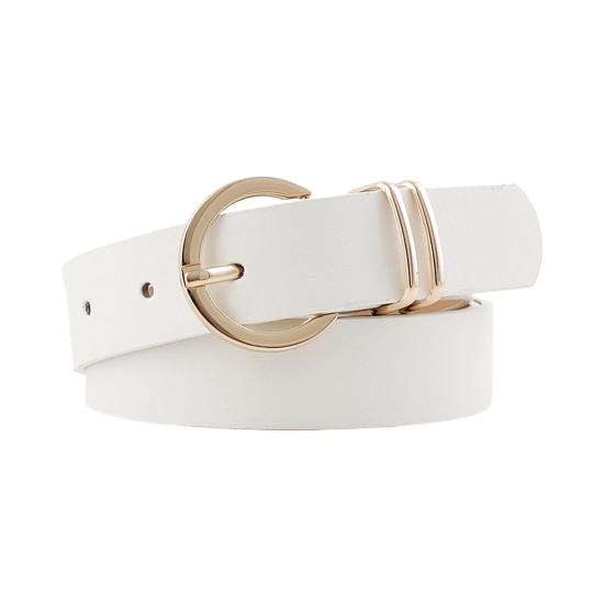 Женский Ремень Регулируемая Длина Ремень из Искусственной Кожи Джинсы Платья Рубашки Свитеры Пояс Универсальный Однотонный Пояс M белый