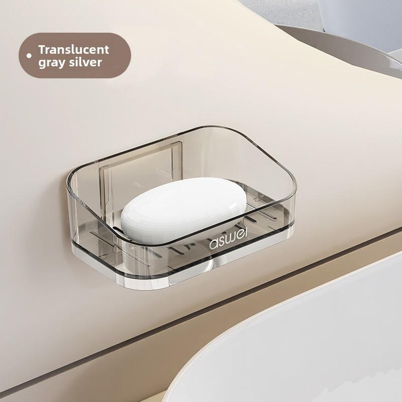 

Household drain soap rack Soap box Bathroom Wall-mounted double-layer soap box No-punching rack