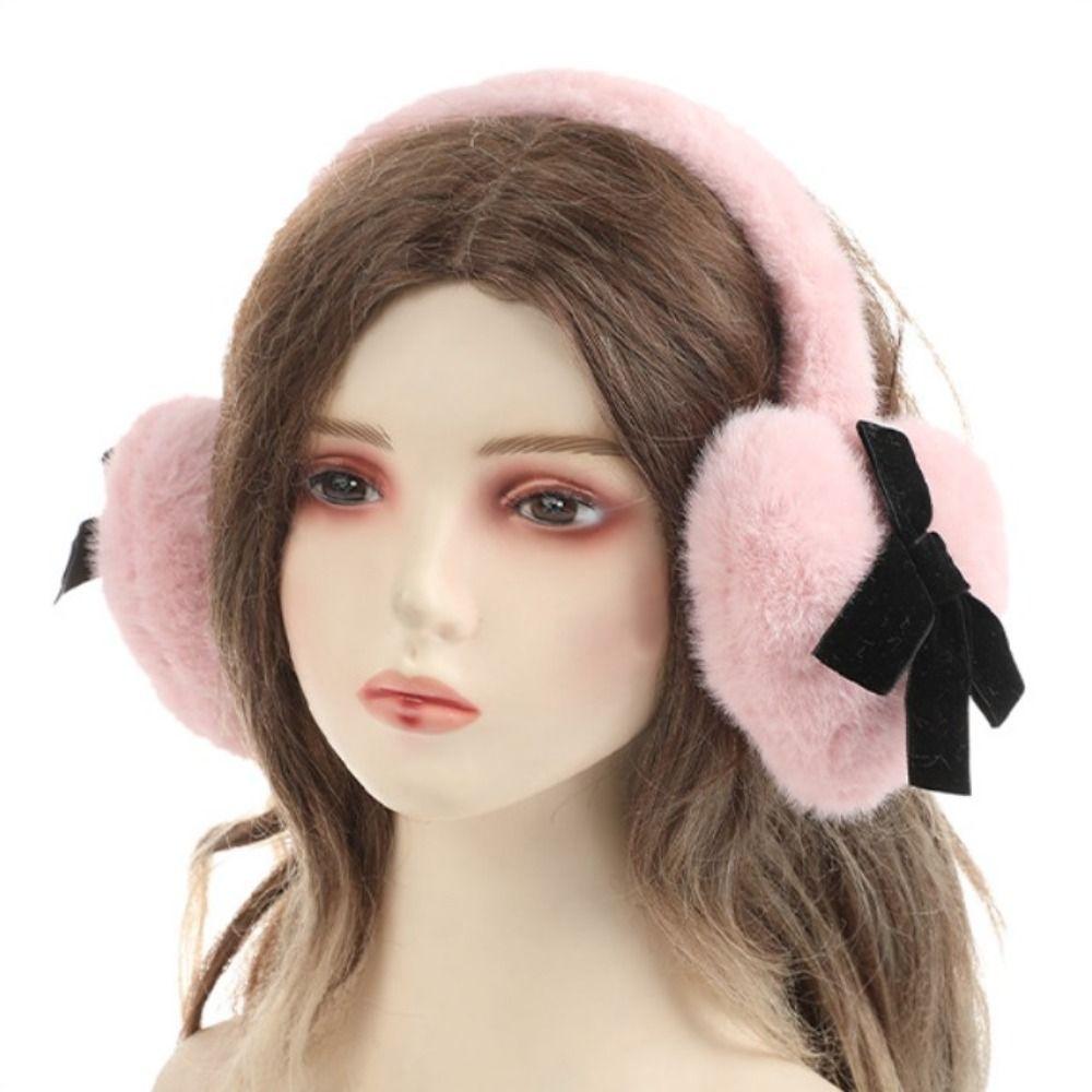 Soft Warm Faux Fur Plush Earmuffs Japanese Winter Earflap Fashion Y2k Bowknot Earmuffs  Women