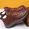 Men's Casual High-Top Leather Winter Shoes - Non-Slip, Warm, Plus Velvet, Ideal for Middle-Aged and Elderly
