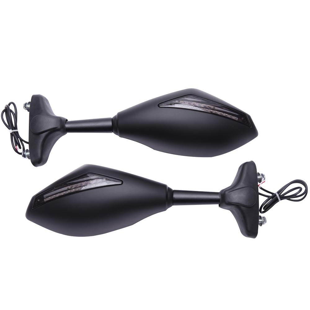 2 X LED Turn Lights Side Mirrors with LED Turn Signal Indicator 10mm Motorcycle Rearview Mirror For Honda Suzuki