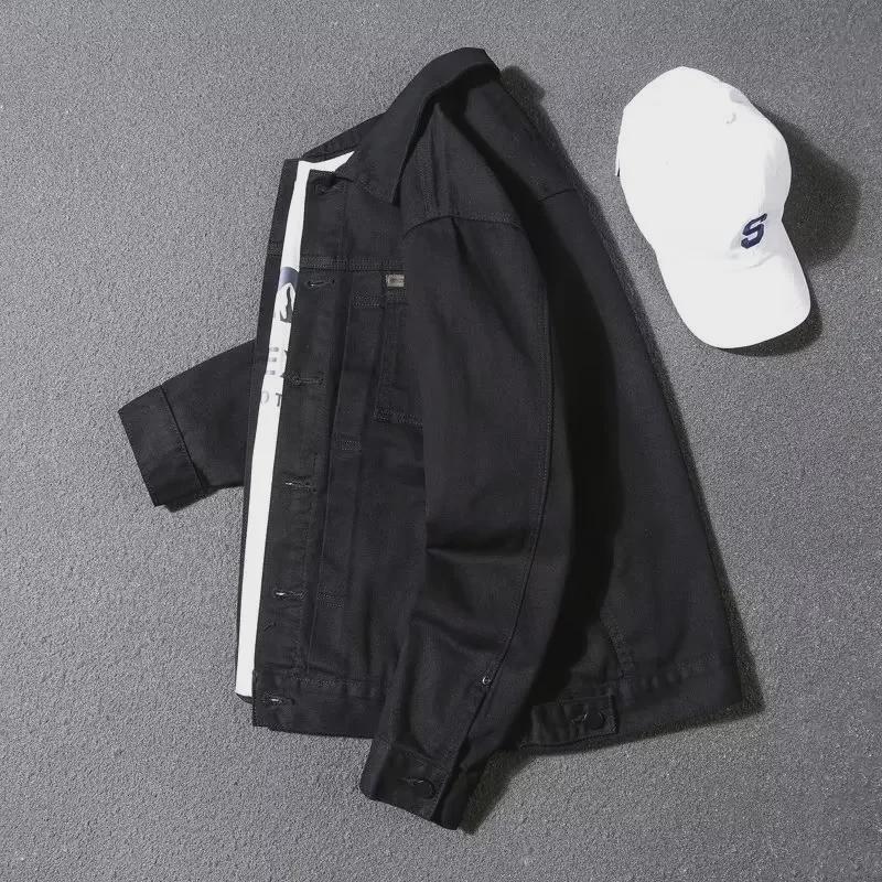 Pánská džínová bunda Slim Fit – hezký krátký styl s klopou na jarní a podzimní běžné nošení