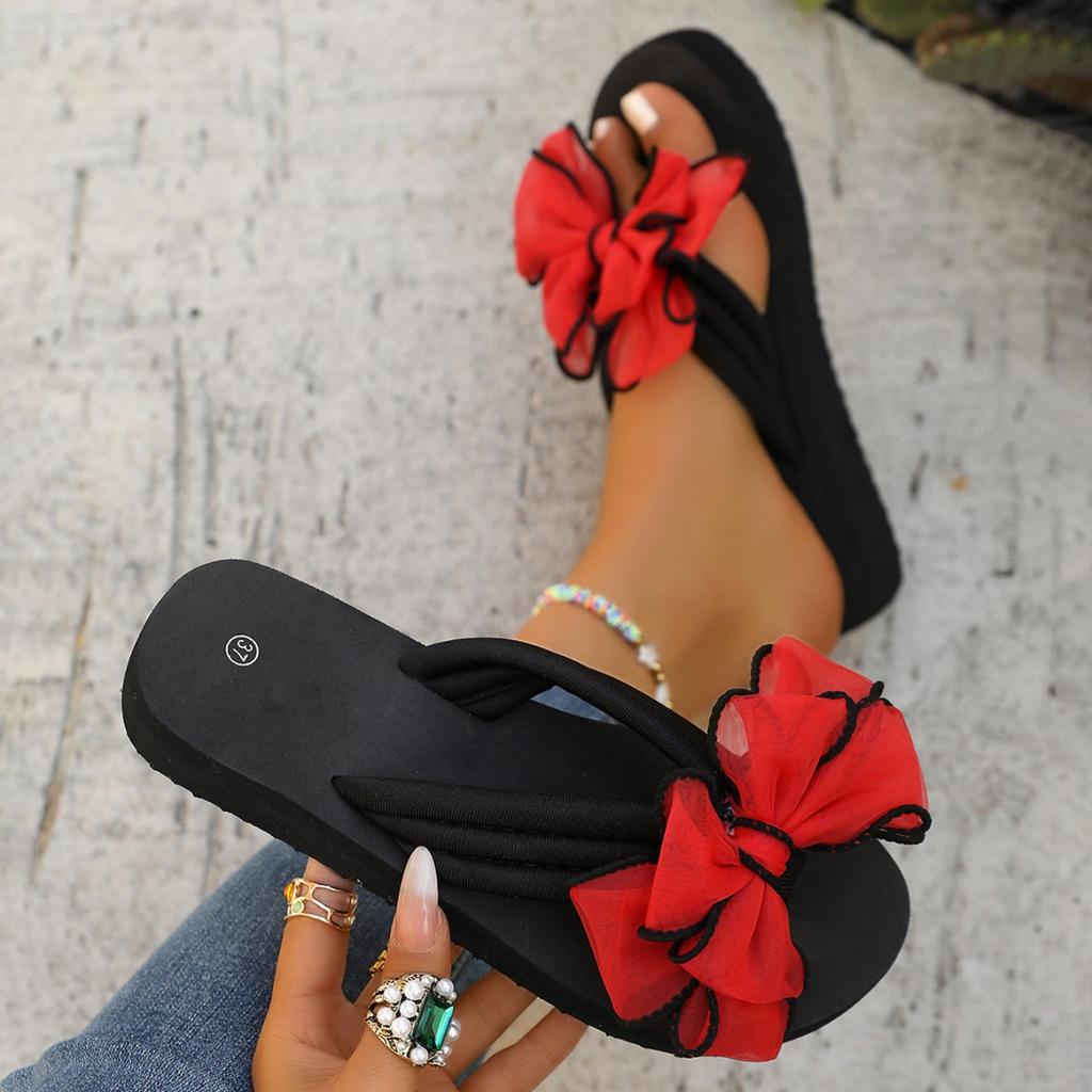 2026 Women Slippers Bow Summer Sandals Indoor Outdoor Beach Shoes Summer Women Slippers Flip Flops On The Platform Slides Women