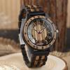 Genuine Leather Walnut Wood Quartz Watch with Large Dial