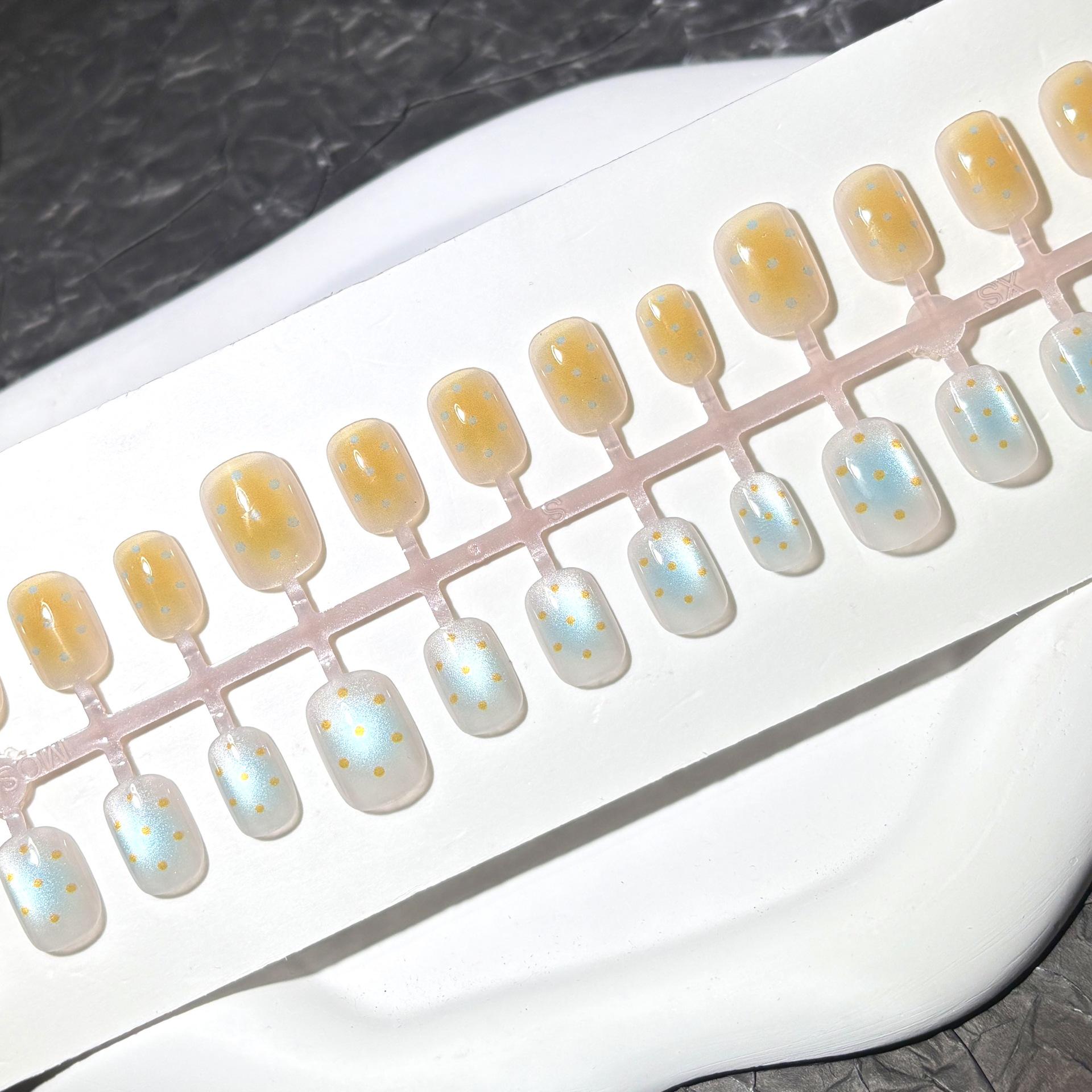 

Игривые цветные блочные ногти-накладки из стеклянных бусин в горошек - Свежие, милые, конфетных цветов патчи для нейл-арта для весны/лета