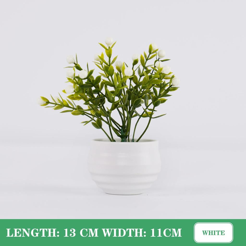Mini Artificial Bonsai Plants Small Simulated Tree Pot Grass Fake Flowers Home Garden Office Table Room Decorative Ornaments
