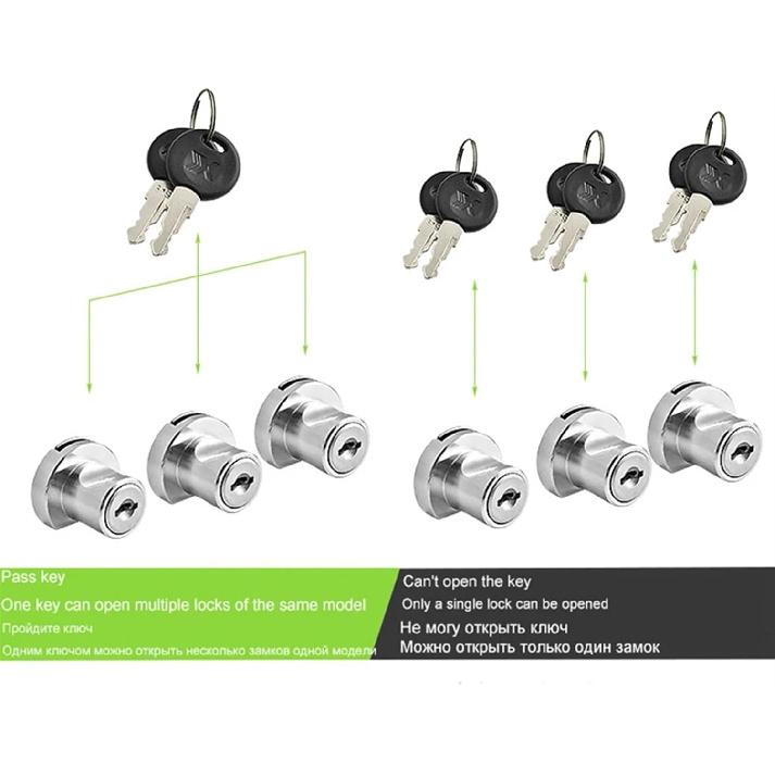 4Pcs Sliding Glass Door Lock Display Case Lock Ratchet Lock with Chrome Finish, Security, Keyed Alike Showcase Display(Universal Key)