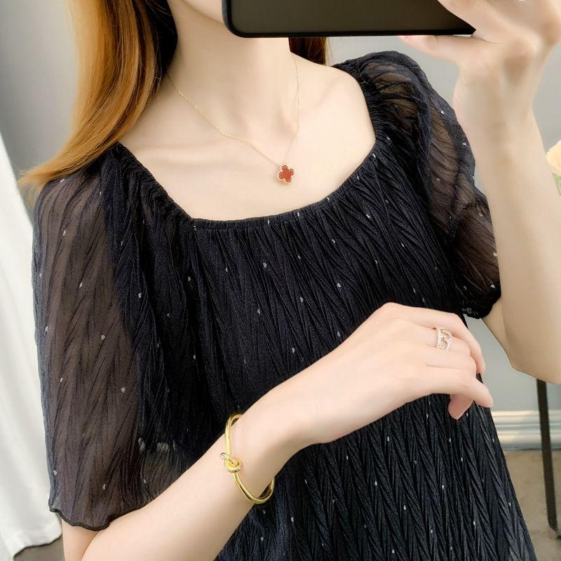 Summer Temperament Chiffon Loose and Slimming Casual Women's Clothing Hong Kong Style Shirt Top